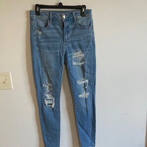 American Eagle Outfitters Ripped Blue Skinny Jeans